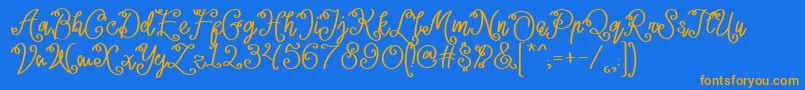 Lacoruna -Schriftart – Orangefarbene Schriften auf blauem Hintergrund