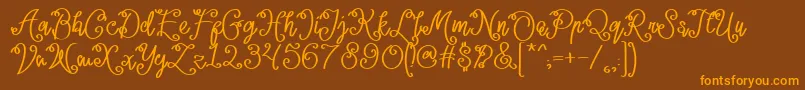 Lacoruna -fontti – oranssit fontit ruskealla taustalla