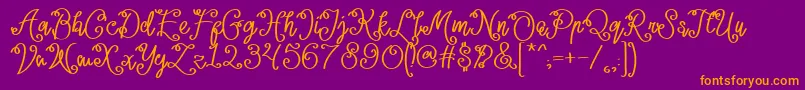 Lacoruna -Schriftart – Orangefarbene Schriften auf violettem Hintergrund