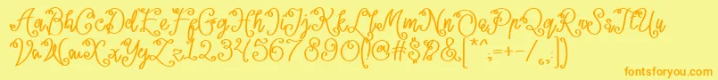 Lacoruna -Schriftart – Orangefarbene Schriften auf gelbem Hintergrund
