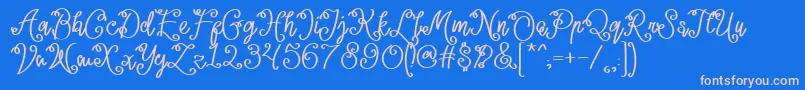 Lacoruna -fontti – vaaleanpunaiset fontit sinisellä taustalla