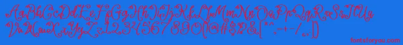 Lacoruna -Schriftart – Rote Schriften auf blauem Hintergrund