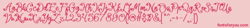 Lacoruna -Schriftart – Rote Schriften auf rosa Hintergrund