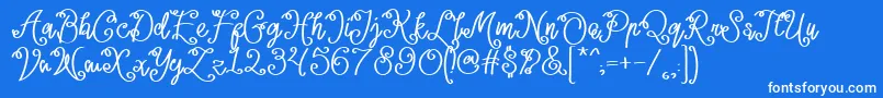 Lacoruna -Schriftart – Weiße Schriften auf blauem Hintergrund