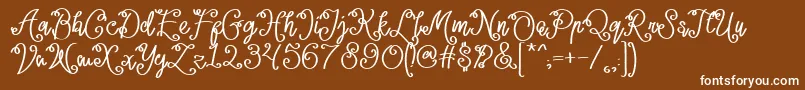 Lacoruna -Schriftart – Weiße Schriften auf braunem Hintergrund
