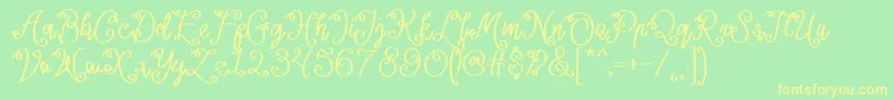 Lacoruna -fontti – keltaiset fontit vihreällä taustalla