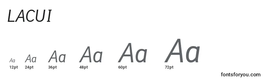 Размеры шрифта LACUI    (132111)