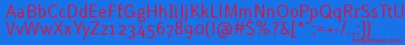 Czcionka LACURG   – czerwone czcionki na niebieskim tle