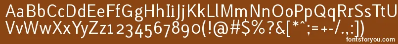 LACURG  -fontti – valkoiset fontit ruskealla taustalla