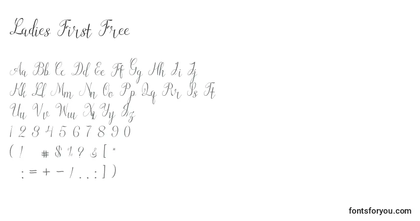 Schriftart Ladies First Free – Alphabet, Zahlen, spezielle Symbole