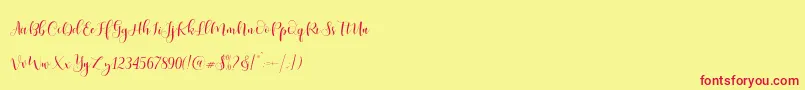Ladies Script Font – Red Fonts on Yellow Background