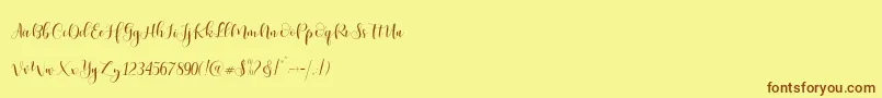 Ladies Script-Schriftart – Braune Schriften auf gelbem Hintergrund