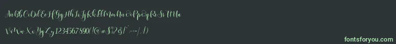 フォントLadies Script – 黒い背景に緑の文字