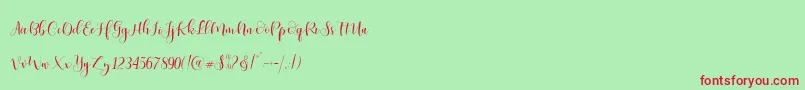 Ladies Script Font – Red Fonts on Green Background