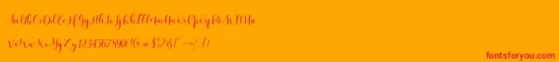 Ladies Script-Schriftart – Rote Schriften auf orangefarbenem Hintergrund