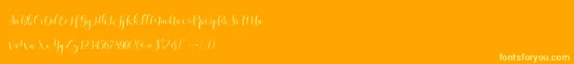 Ladies Script-Schriftart – Gelbe Schriften auf orangefarbenem Hintergrund