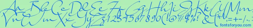 Lady Jasmine Font – Blue Fonts on Green Background
