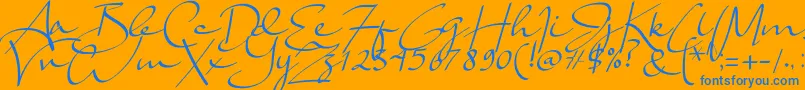 Lady Jasmine Font – Blue Fonts on Orange Background
