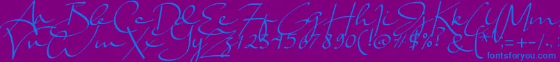 Lady Jasmine-Schriftart – Blaue Schriften auf violettem Hintergrund