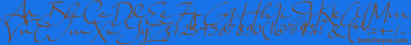 Lady Jasmine Font – Brown Fonts on Blue Background