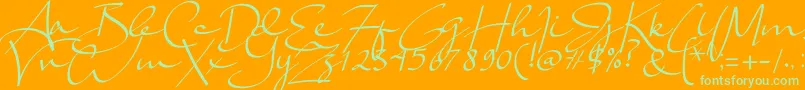 Lady Jasmine Font – Green Fonts on Orange Background