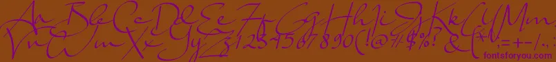 Lady Jasmine-Schriftart – Violette Schriften auf braunem Hintergrund