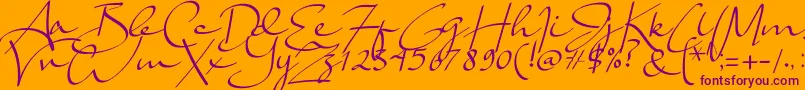 Lady Jasmine Font – Purple Fonts on Orange Background