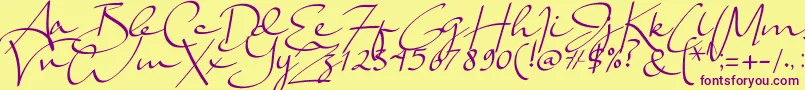 Lady Jasmine Font – Purple Fonts on Yellow Background