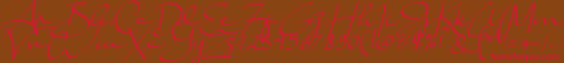 Lady Jasmine-Schriftart – Rote Schriften auf braunem Hintergrund