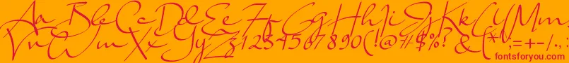 フォントLady Jasmine – オレンジの背景に赤い文字
