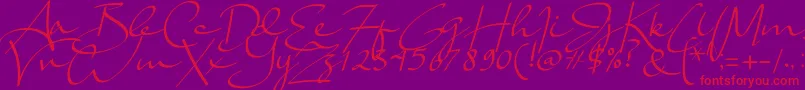Fonte Lady Jasmine – fontes vermelhas em um fundo violeta