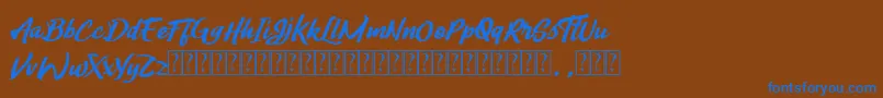 Więcej informacji o czcionce Lady Writer Free Czcionka Lady Writer Free – niebieskie czcionki na brązowym tle