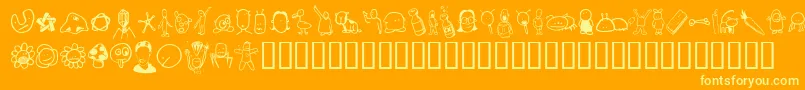 Tombats4 Font – Yellow Fonts on Orange Background