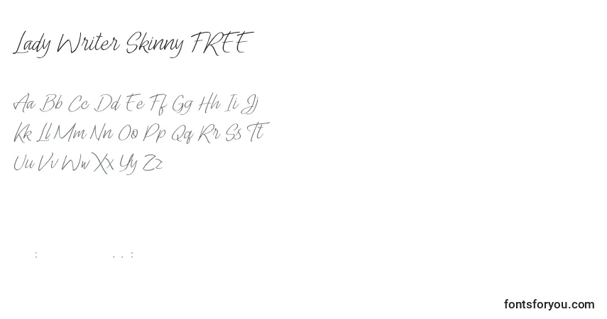 Schriftart Lady Writer Skinny FREE – Alphabet, Zahlen, spezielle Symbole