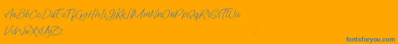 Lady Writer Skinny FREE-Schriftart – Blaue Schriften auf orangefarbenem Hintergrund