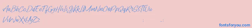 フォントLady Writer Skinny FREE – ピンクの背景に青い文字