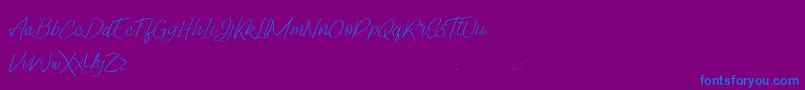 フォントLady Writer Skinny FREE – 紫色の背景に青い文字