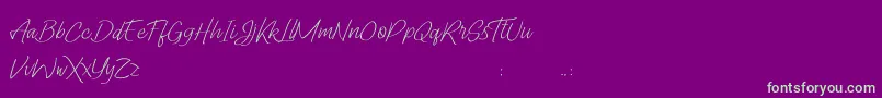 フォントLady Writer Skinny FREE – 紫の背景に緑のフォント