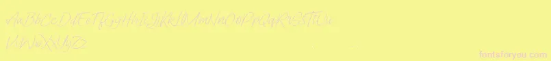 フォントLady Writer Skinny FREE – ピンクのフォント、黄色の背景