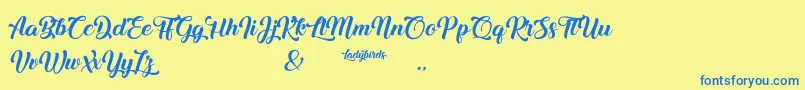 Ladybirds Font – Blue Fonts on Yellow Background