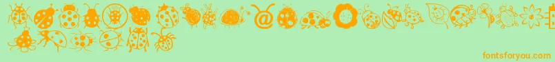 Ladybug Dings Font – Orange Fonts on Green Background