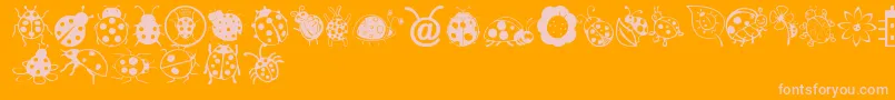 Ladybug Dings-Schriftart – Rosa Schriften auf orangefarbenem Hintergrund