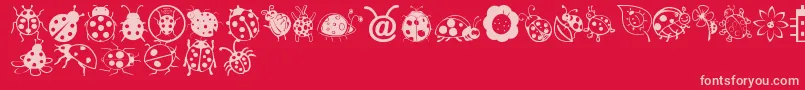 Ladybug Dings Font – Pink Fonts on Red Background