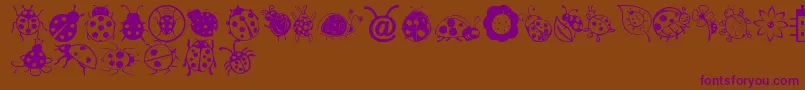 Ladybug Dings-Schriftart – Violette Schriften auf braunem Hintergrund