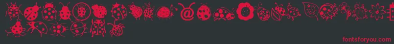 フォントLadybug Dings – 黒い背景に赤い文字