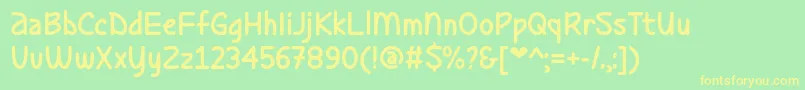 Ladybug Love  -fontti – keltaiset fontit vihreällä taustalla