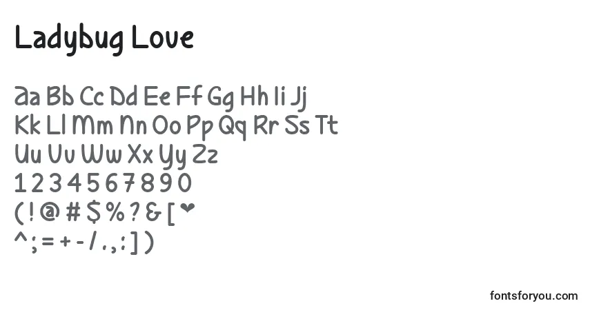 A fonte Ladybug Love   (132124) – alfabeto, números, caracteres especiais