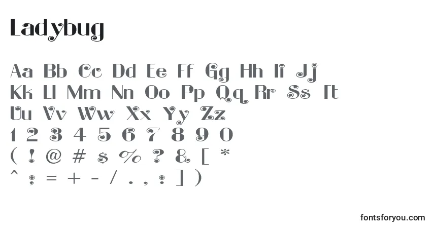 A fonte Ladybug (132125) – alfabeto, números, caracteres especiais
