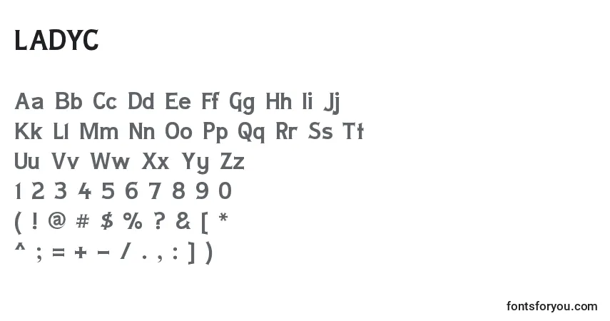A fonte LADYC    (132126) – alfabeto, números, caracteres especiais