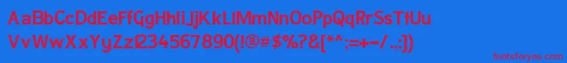 Czcionka LADYC    – czerwone czcionki na niebieskim tle